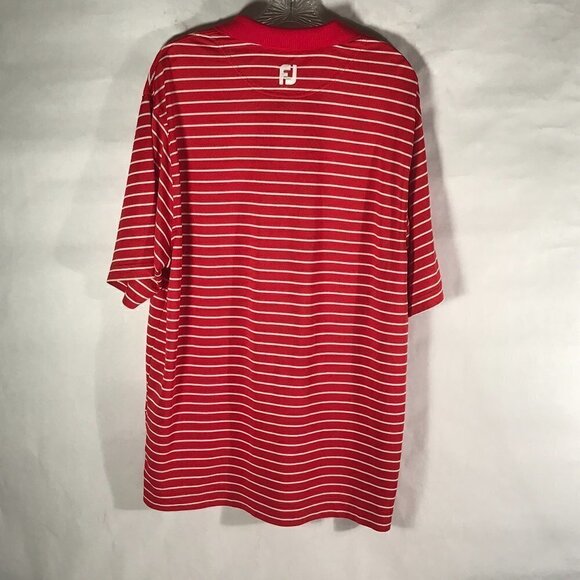 FootJoy Striped White Red Golf Golfing Polo Button Up Shirt - Picture 7 of 10